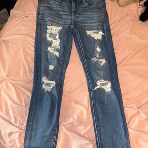 Distressed Blue Jeans